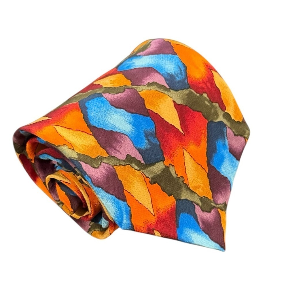Jerry Garcia Orange Multicolored Abstract Mens Neck Tie Classic Width